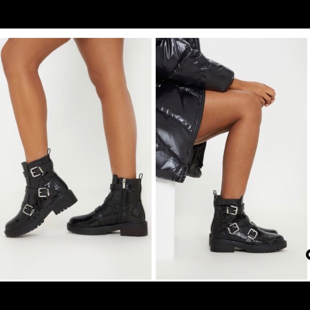Black combat boots